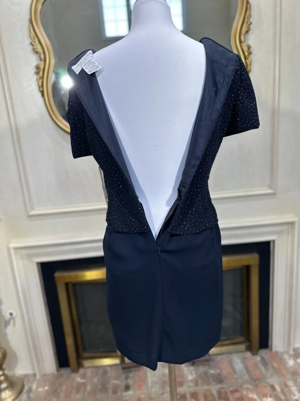 Jessica Howard Dress Size 8 Petite Vintage Navy Sequin Evening 90s Luxe - Picture 7 of 10